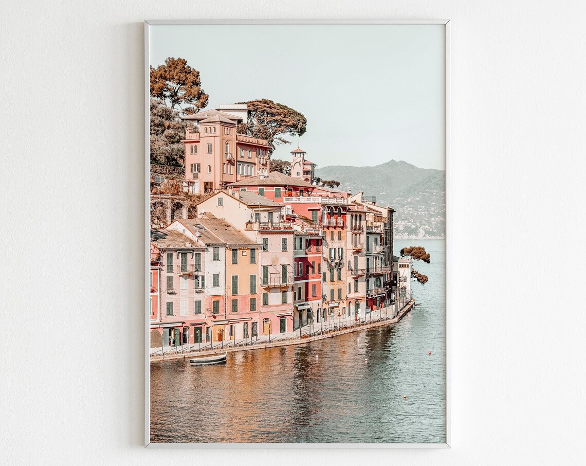 Portofino Colorful Waterfront Houses Italy Coastal Travel Wall Print