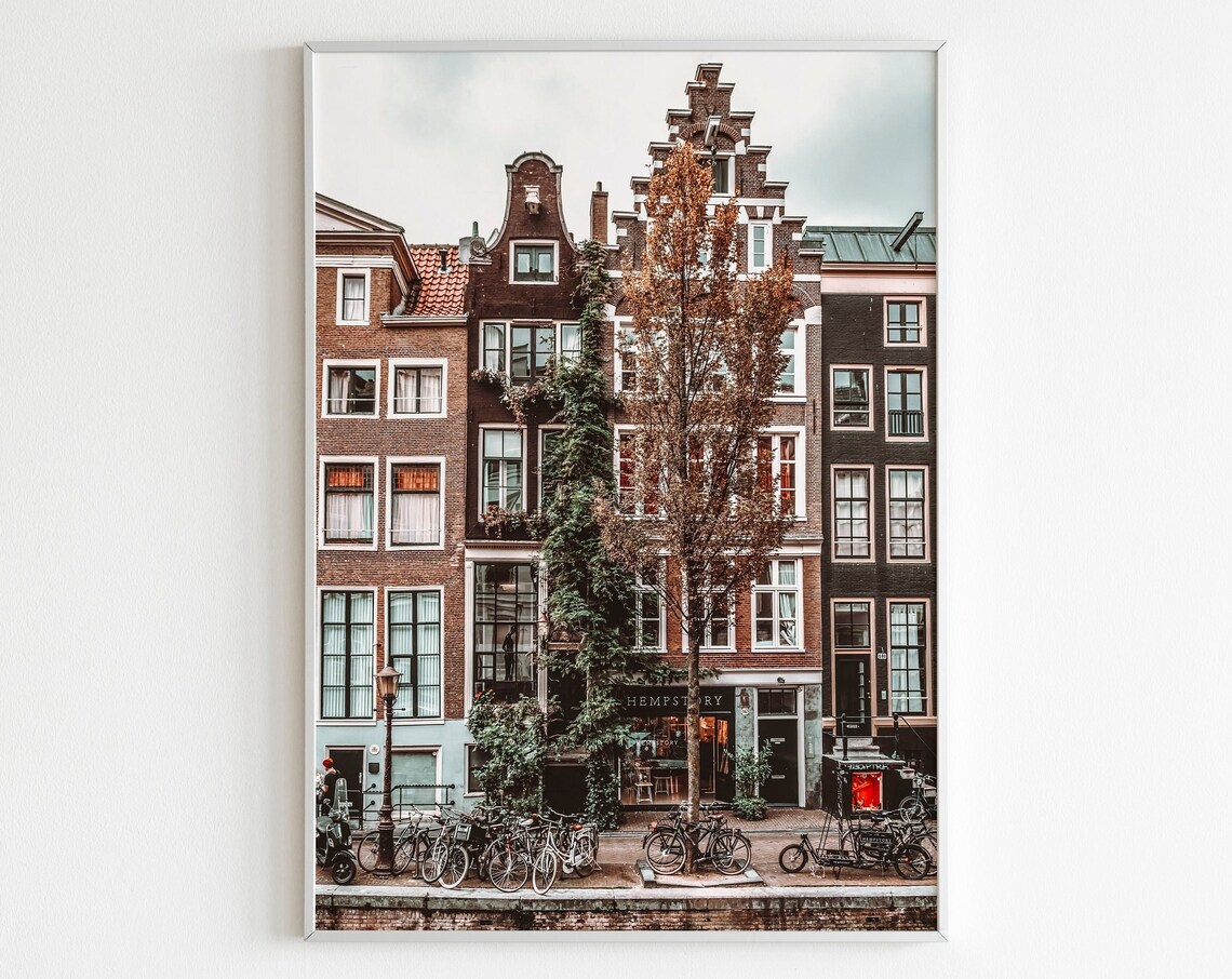 Amsterdam Houses Travel Poster, Modern Wall Art