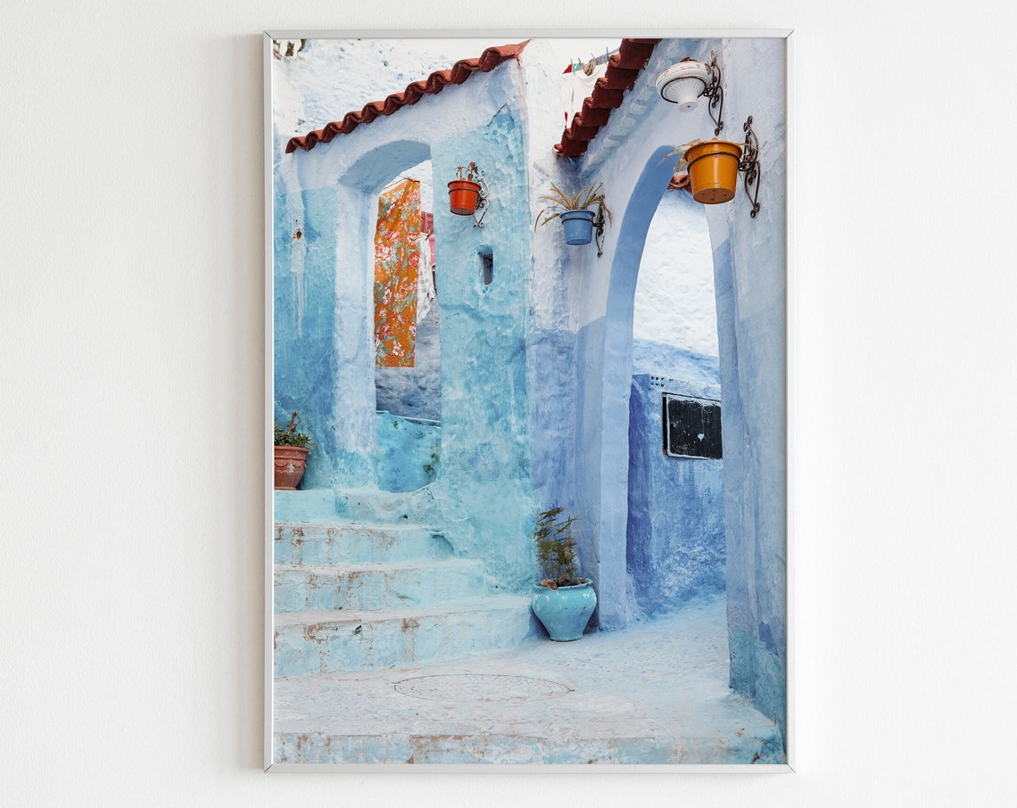 Chefchaouen Morocco Blue City Steps And Arches Travel Wall Art