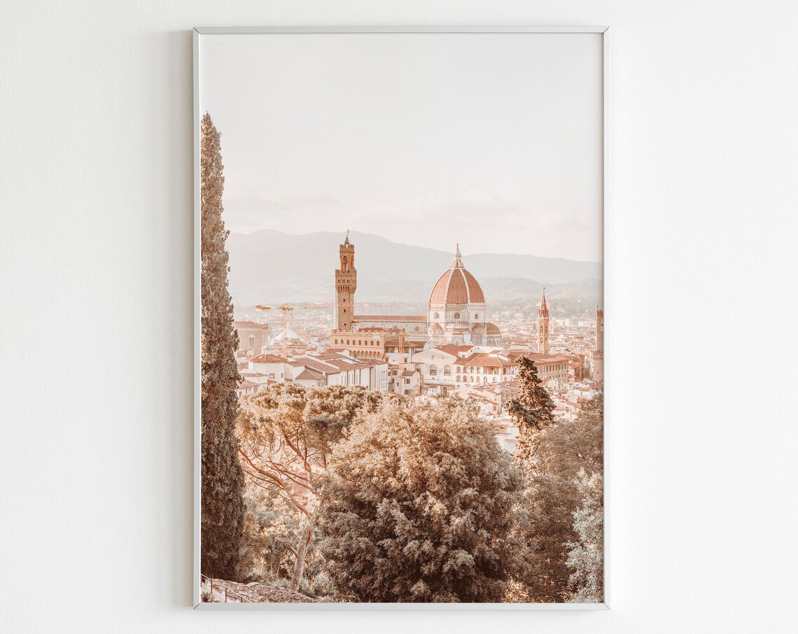 Florence Italy Duomo Cathedral Skyline Panoramic Travel Wall Print