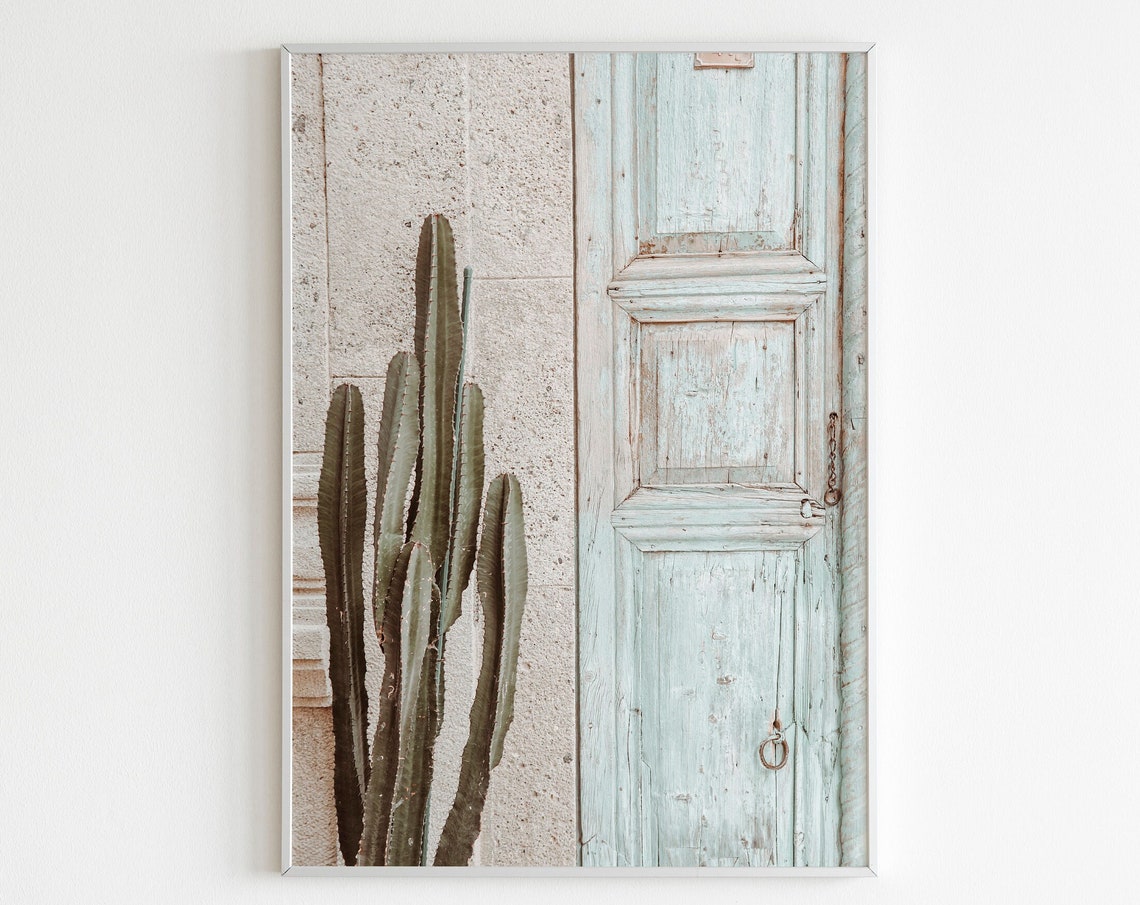 Terracotta Wall Art Cacti Wall Decor Boho Cactus Print Cactus Wall Art Desert Architecture Wall Art