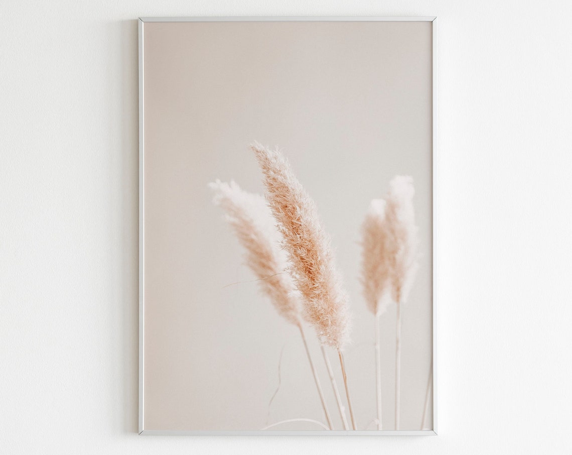 Pampas Grass Beige Minimalist Neutral Botanical Photo Poster