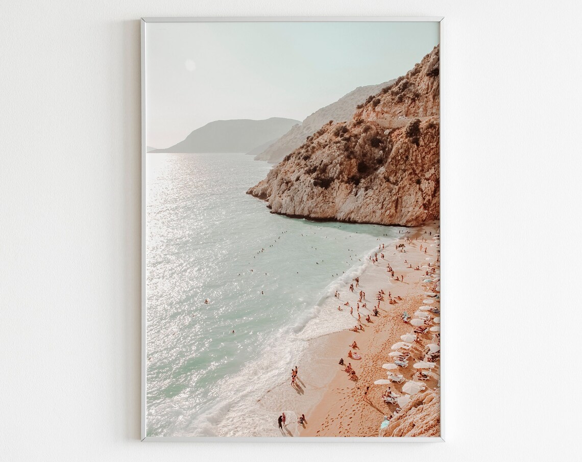 Boho Beach Seacliff Coastal Landscape Wall Art Print