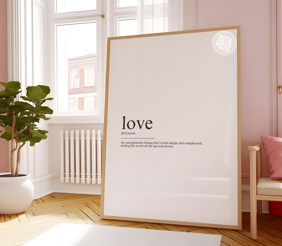 Love Definition Print, Funny Romantic Minimalist Poster