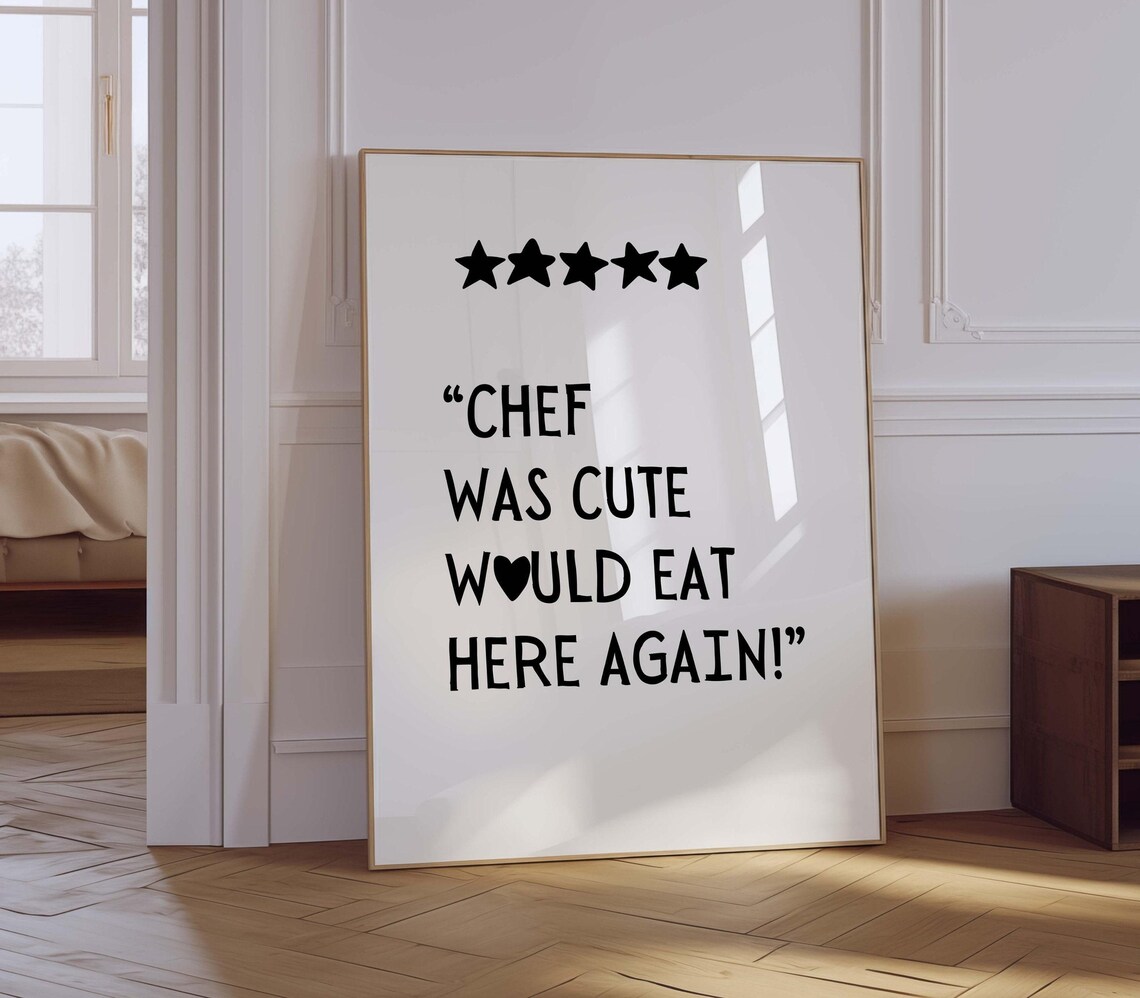 Chef Was Cute Black Kitchen Decor Art Print