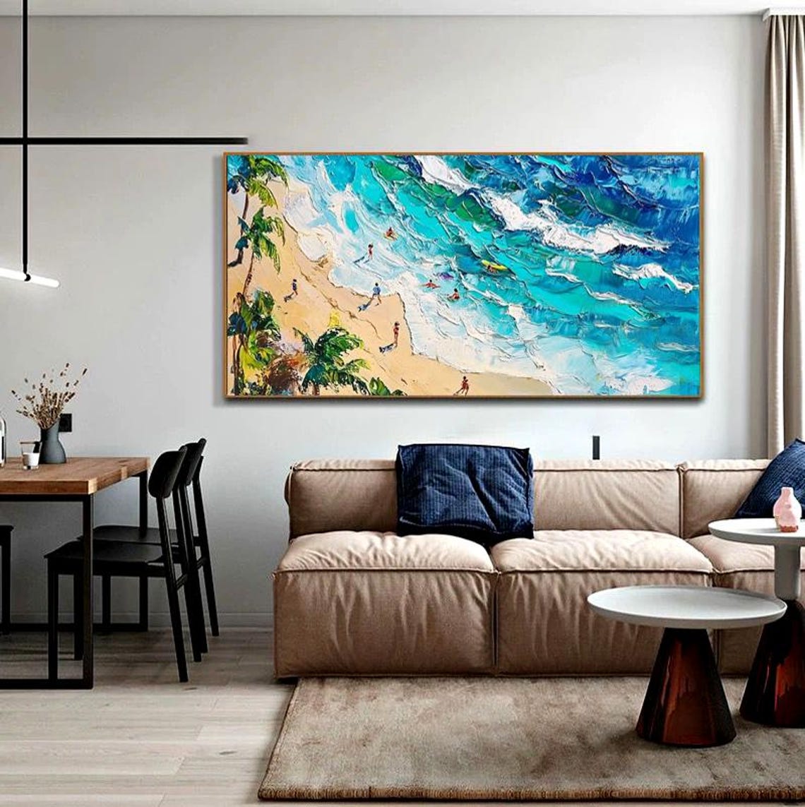 Turquoise Beach Aerial View With Surfers Summer Coast Poster - Image 5