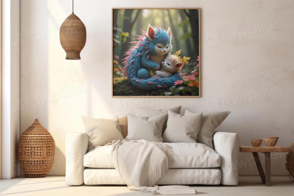 Sweet Mother and Baby Hedgehog Cuddling in a Sunny Forest Poster - Image 5