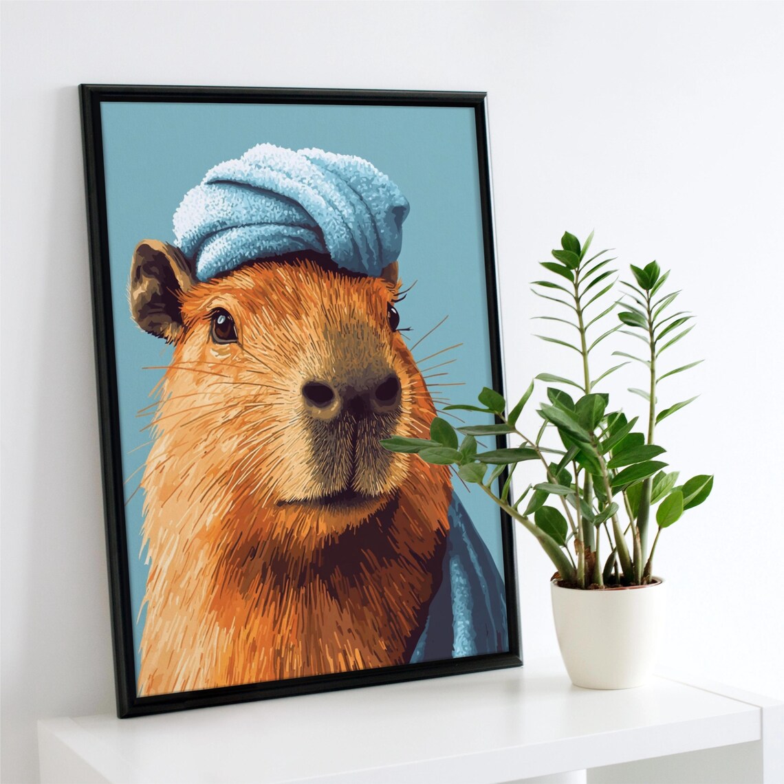 Funny Capybara Bathroom Art, Vintage Animal Painting - Image 4