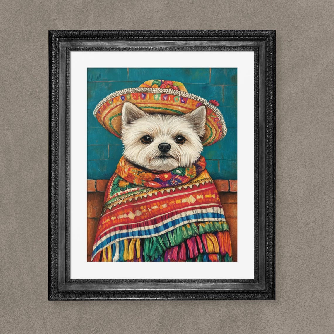 Cute Dog Cinco De Mayo Wall Art Print Mexican Fiesta Wall Art Home Decor Mexican Dog Home Decor Picture Lets Fiesta Png Mexican Png