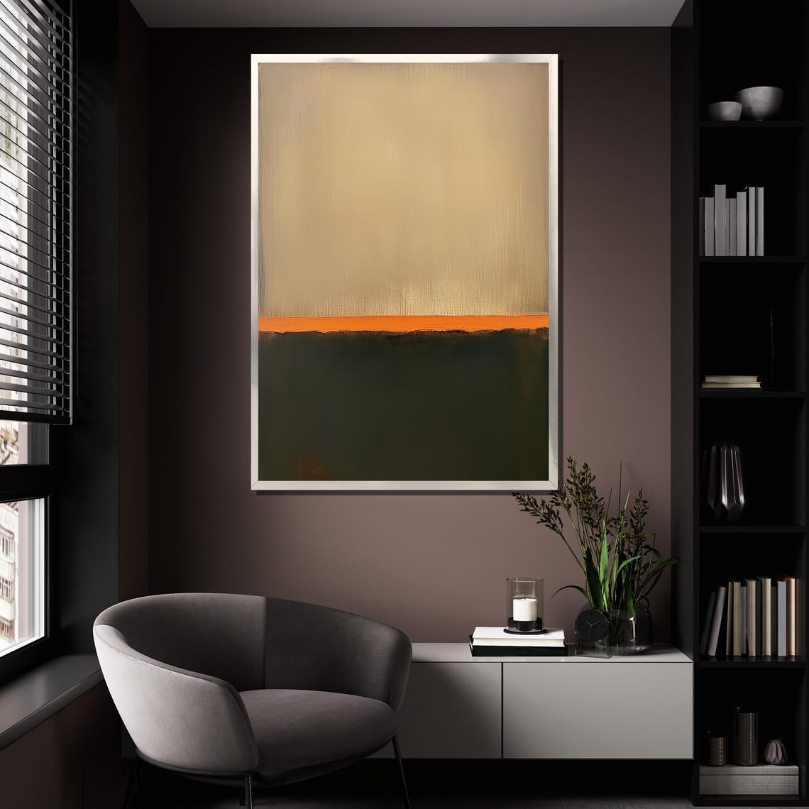 Mark Rothko Beige Orange Green Subtle Striped Abstract Print - Image 4