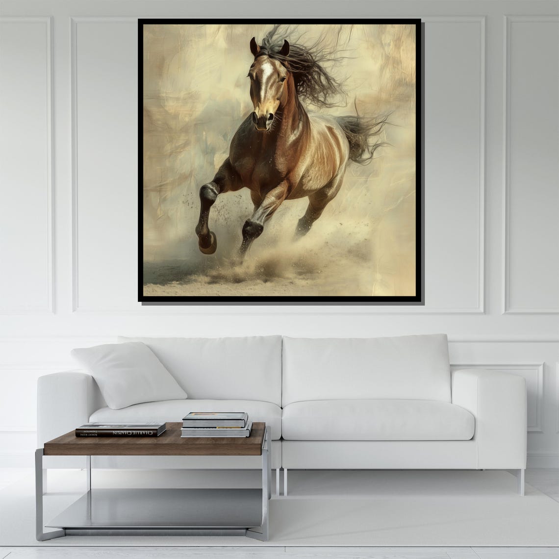 Brown Horse Galloping Dust Elegant Wild Stallion Speed Wall Art - Image 5
