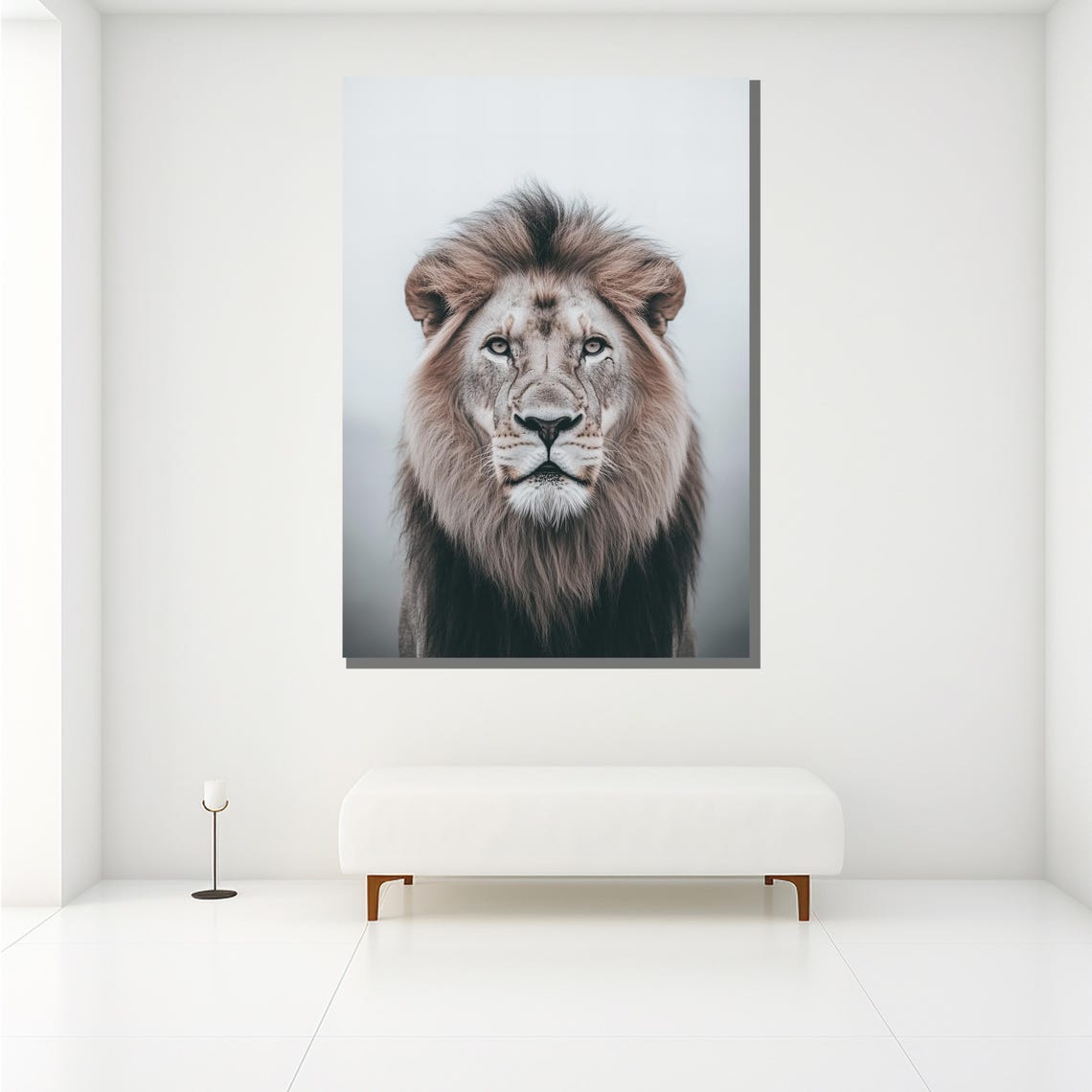 Majestic Lion Head Study Soft Light Elegant Wildlife Art Poster - Image 2
