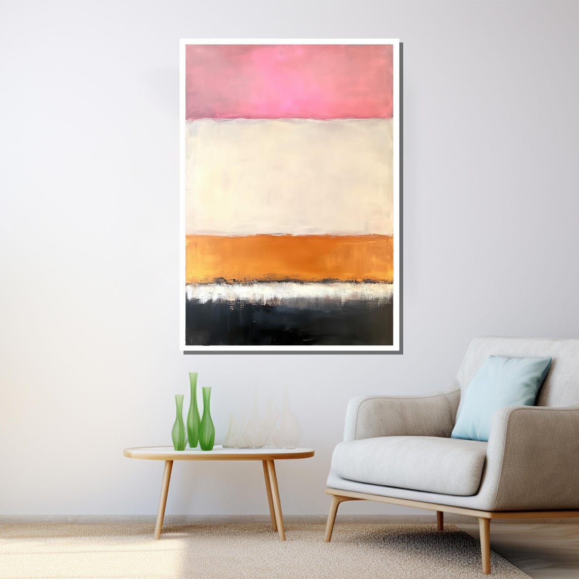 Mark Rothko Pink White Orange Black Abstract Color Field Print - Image 3