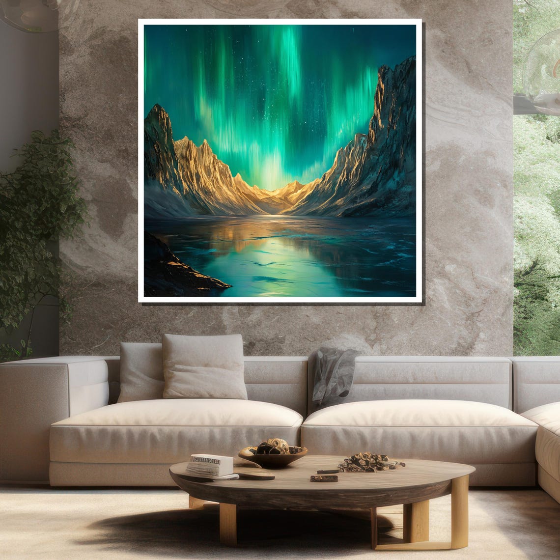 Aurora Borealis Northern Lights Mountain Lake Reflection Night Poster - Image 3