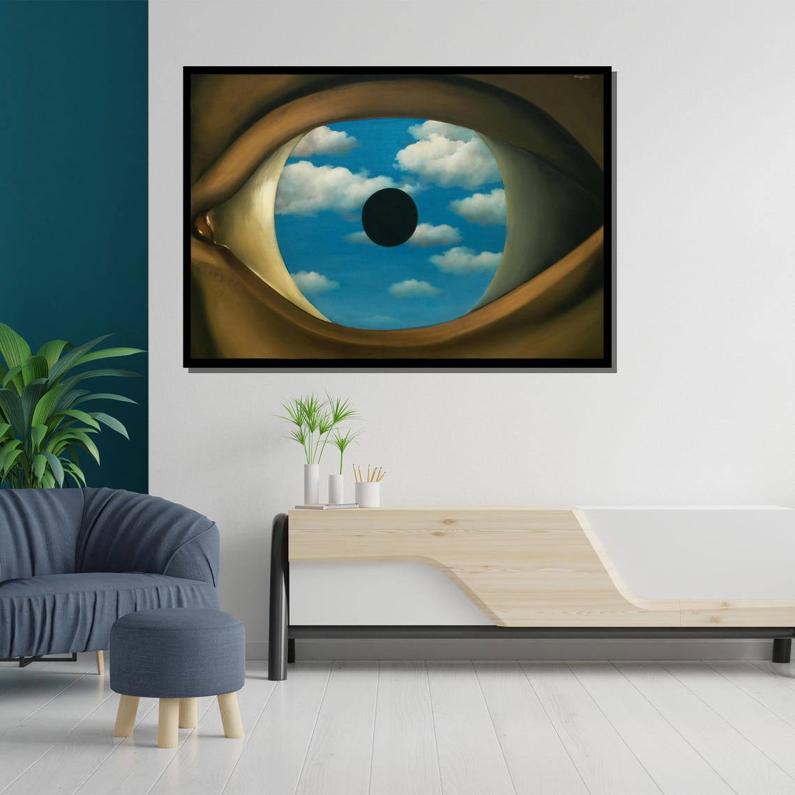 René Magritte The False Mirror Giant Eye Sky Clouds Surrealist Poster - Image 5