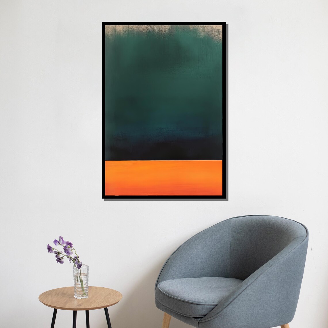 Rothko-Inspired Green and Orange Abstract Art Print - Image 5