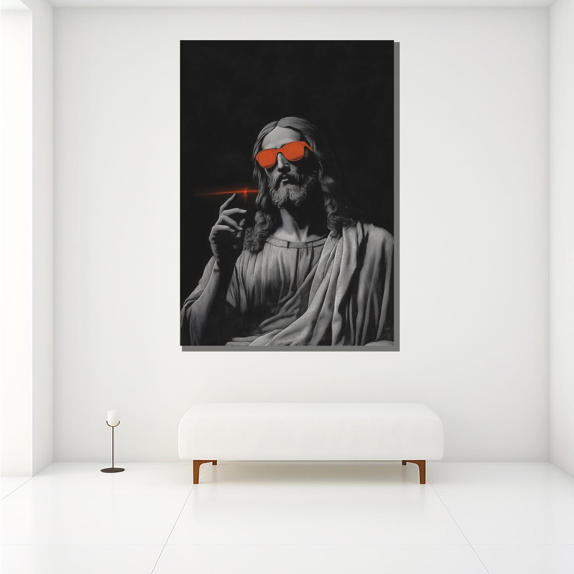 Jesus Wearing Red Sunglasses Black And White Pop Art Wall Poster - Image 2