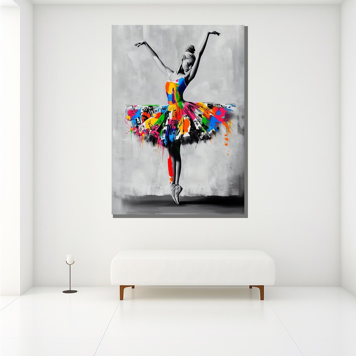 Ballerina Dancer Colorful Paint Splatter Tutu Graceful Modern Art Poster - Image 2