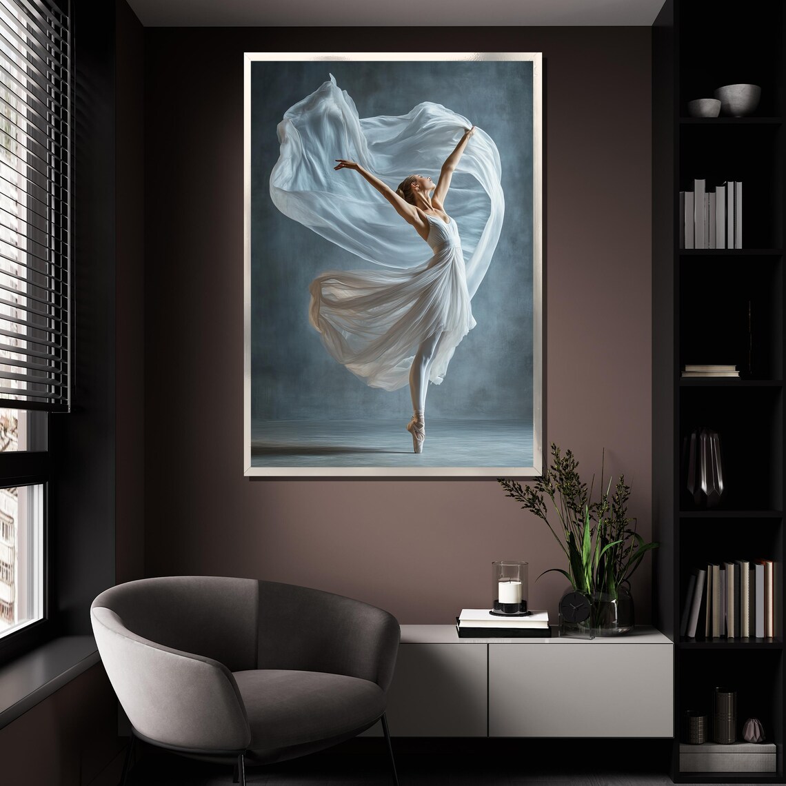 Graceful Ballerina In White Flowing Dress En Pointe Artistic Poster - Image 4