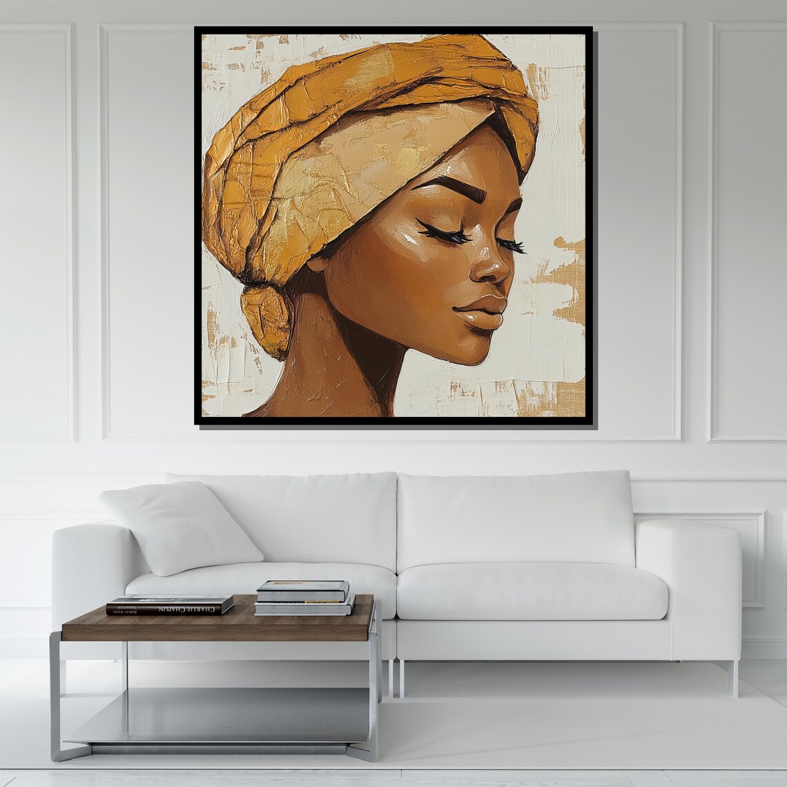 Abstract African Woman Painting Minimalist Afrocentric Wall Art Elegant Gift For Home Decor - Image 5