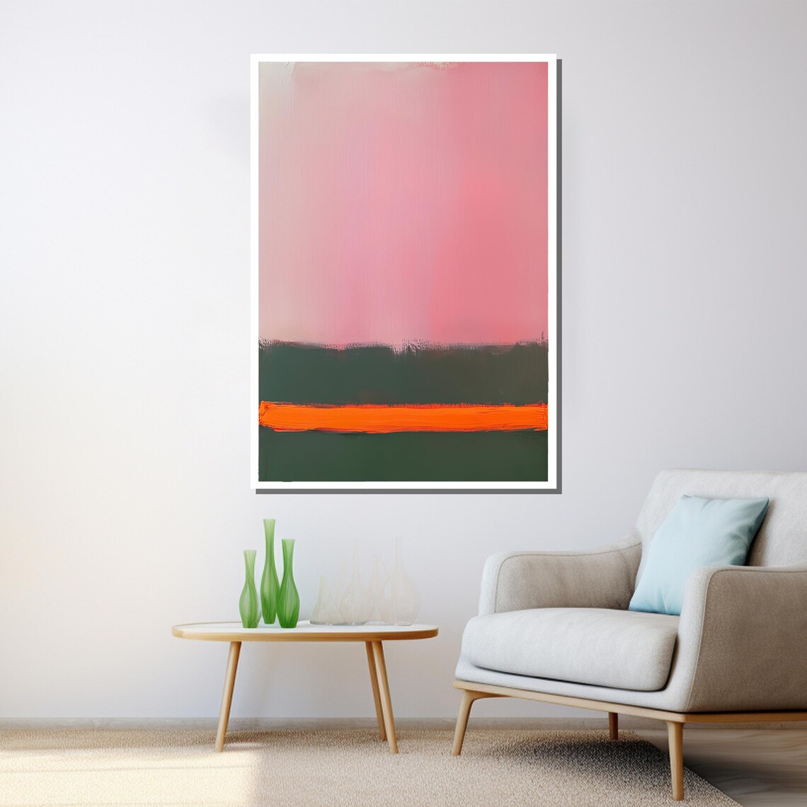 Mark Rothko Painting Pink And Orange Abstract Art Modern Wall Decor Mid Century Gift Large Artwork - Image 3