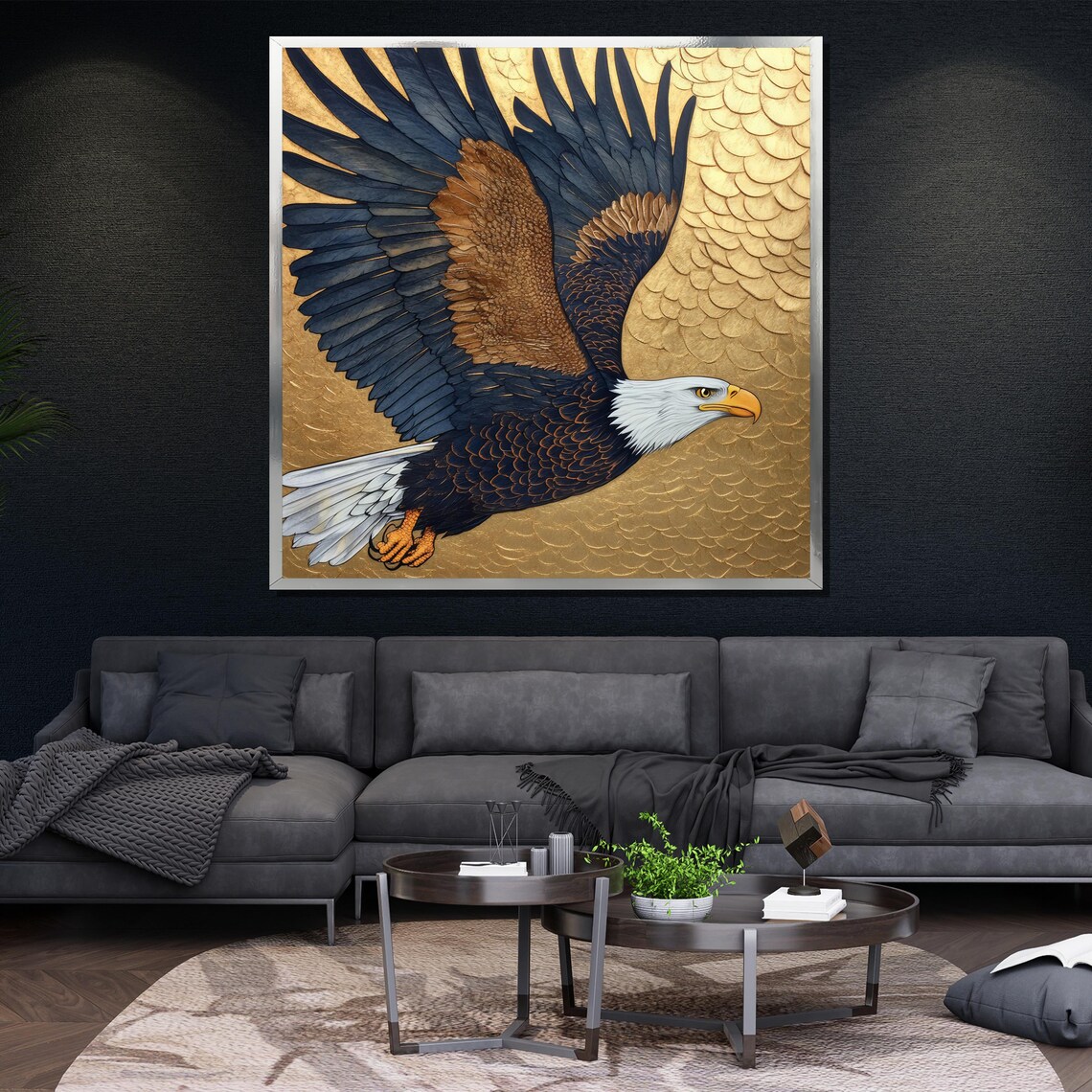 Bald Eagle Golden Soaring Majestic Flying Bird Of Prey Wall Art - Image 4