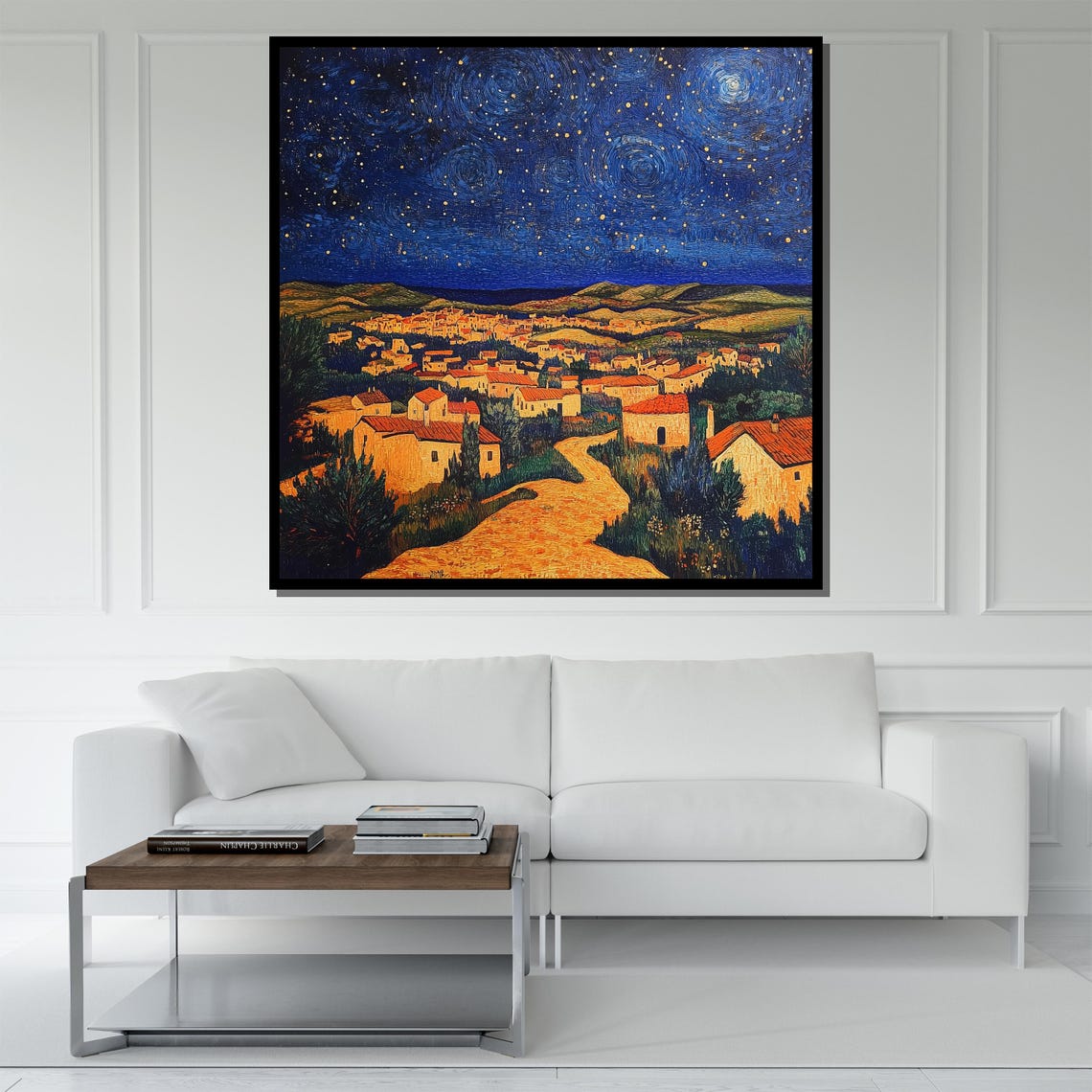 Starry Night Village Swirling Sky Van Gogh Inspired Night Poster - Image 5
