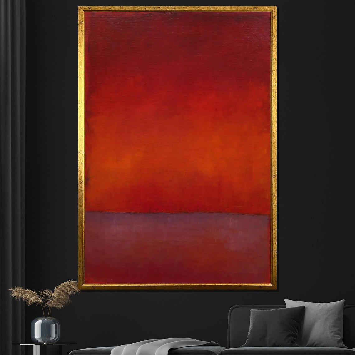 Mark Rothko Style Moody Red Abstract Melting Into Purple Band Poster