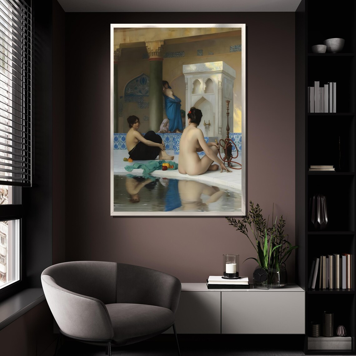 Jean Leon Gerome The Bath Marble Pool Hookah Moorish Women Poster - Image 4