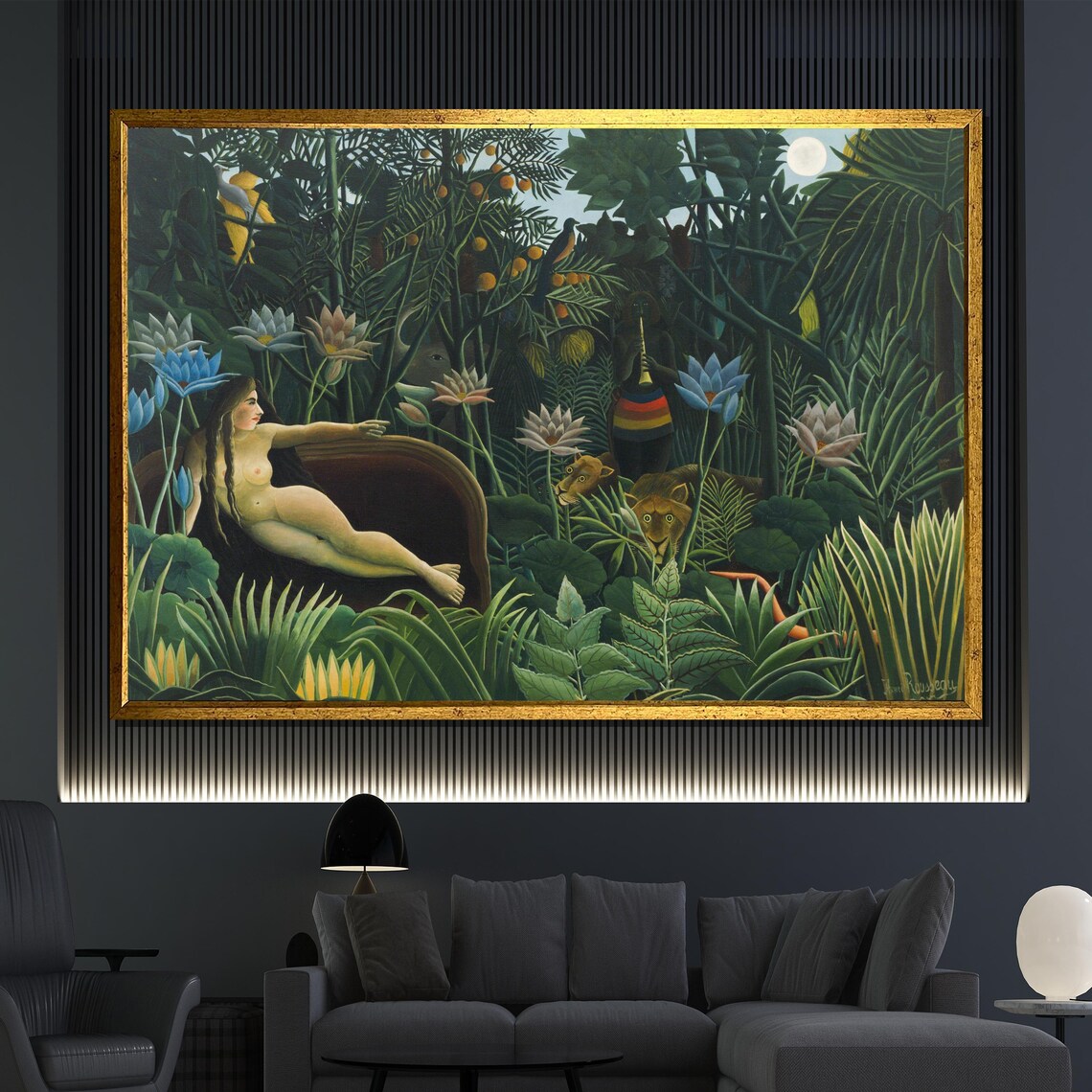 Henri Rousseau The Dream Jungle Night Nude Lions Moonlit Poster