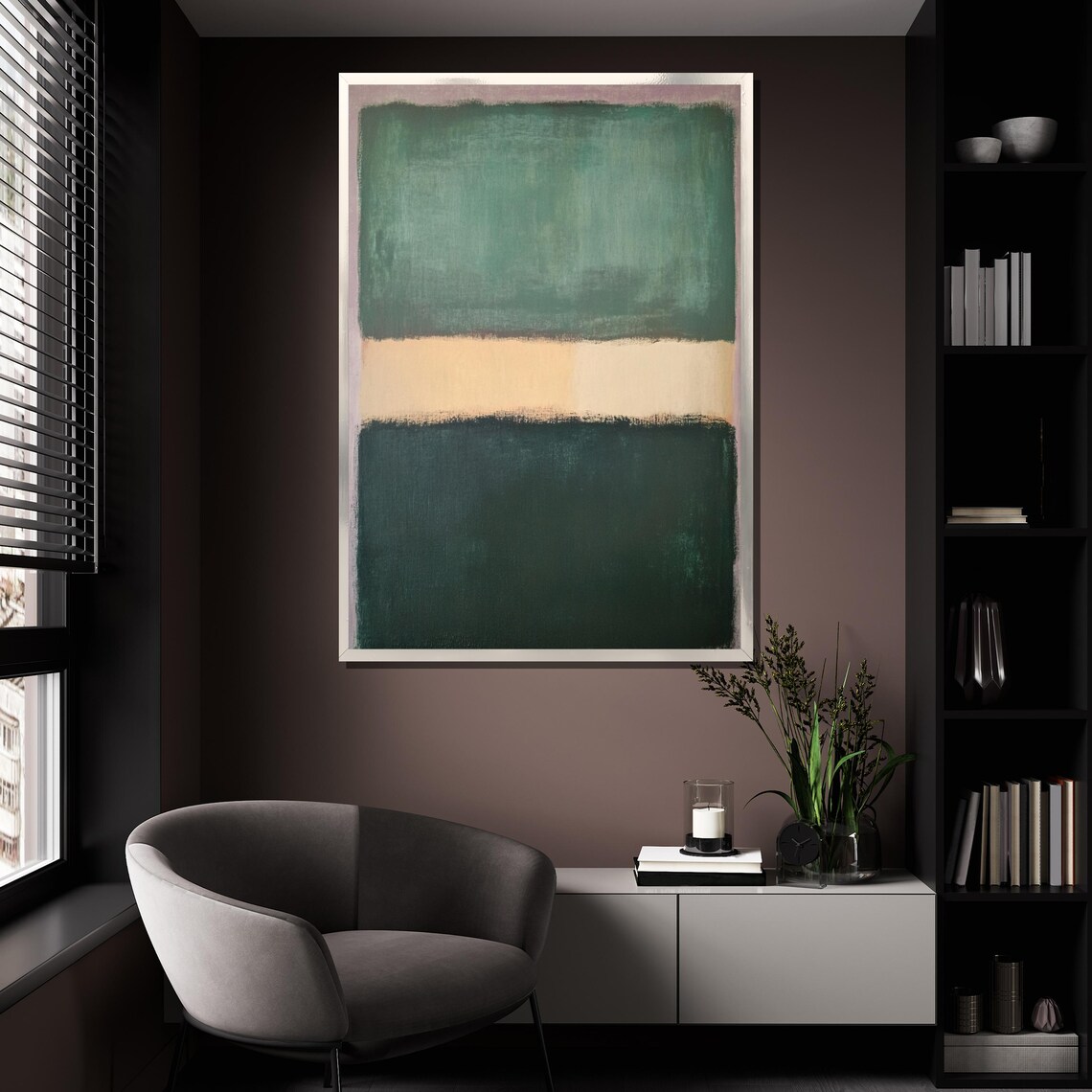 Mark Rothko Style Green And Beige Color Field Abstract Art Poster - Image 4