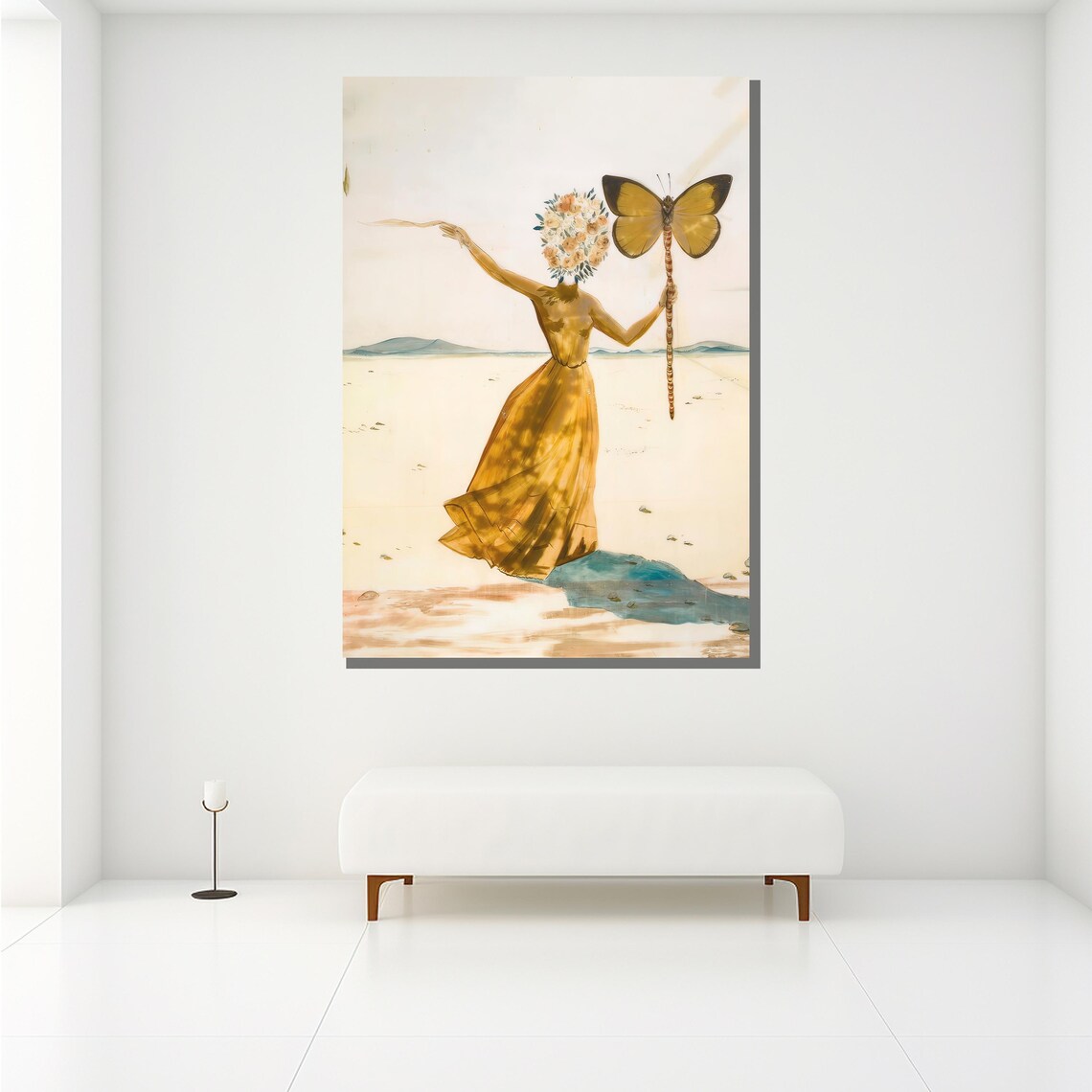 Salvador Dalí Woman With Butterfly Surrealist Art Print - Image 2