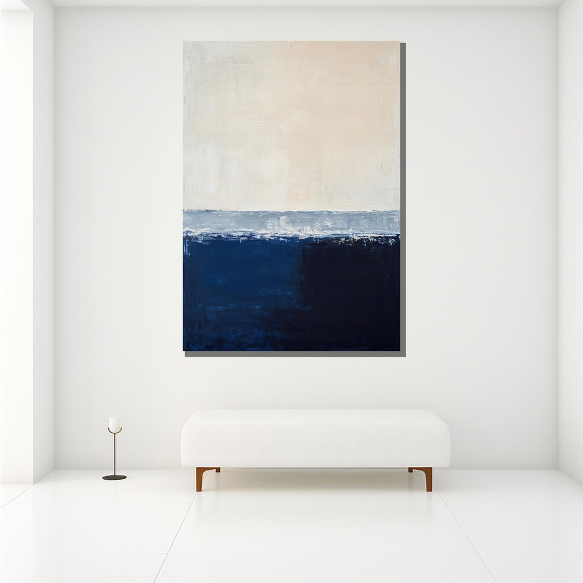 Mark Rothko Style Blue And Cream Color Field Abstract Art Poster - Image 2