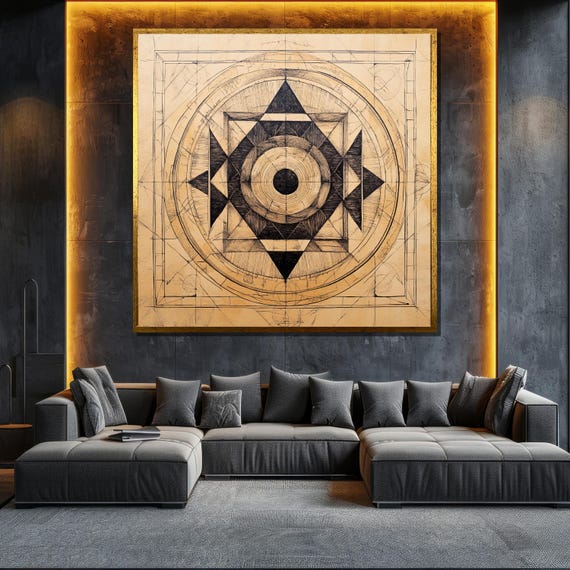 Geometric Abstract Painting Modern Wall Art Unique Gift For Living Room Large Home Decor Minimalist Statement Piece