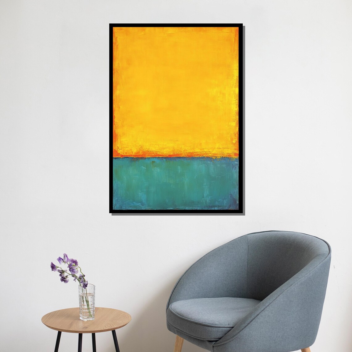 Rothko-Inspired Yellow and Teal Abstract Art Print - Image 5