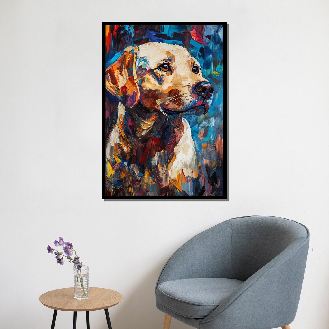 Labrador Retriever Colorful Brushstroke Dog Portrait Blue Art Poster - Image 5