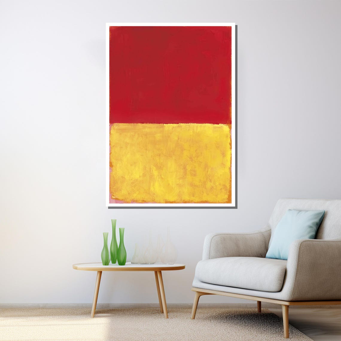 Mark Rothko Style Bold Red Over Textured Golden Yellow Poster - Image 3
