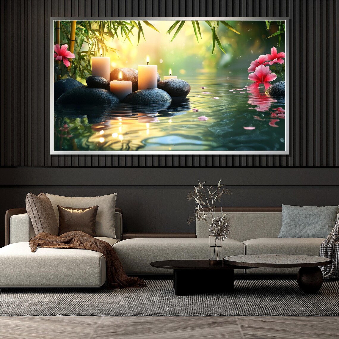 Zen Spa Candles On Stones Bamboo Garden Peaceful Wall Art Poster - Image 4