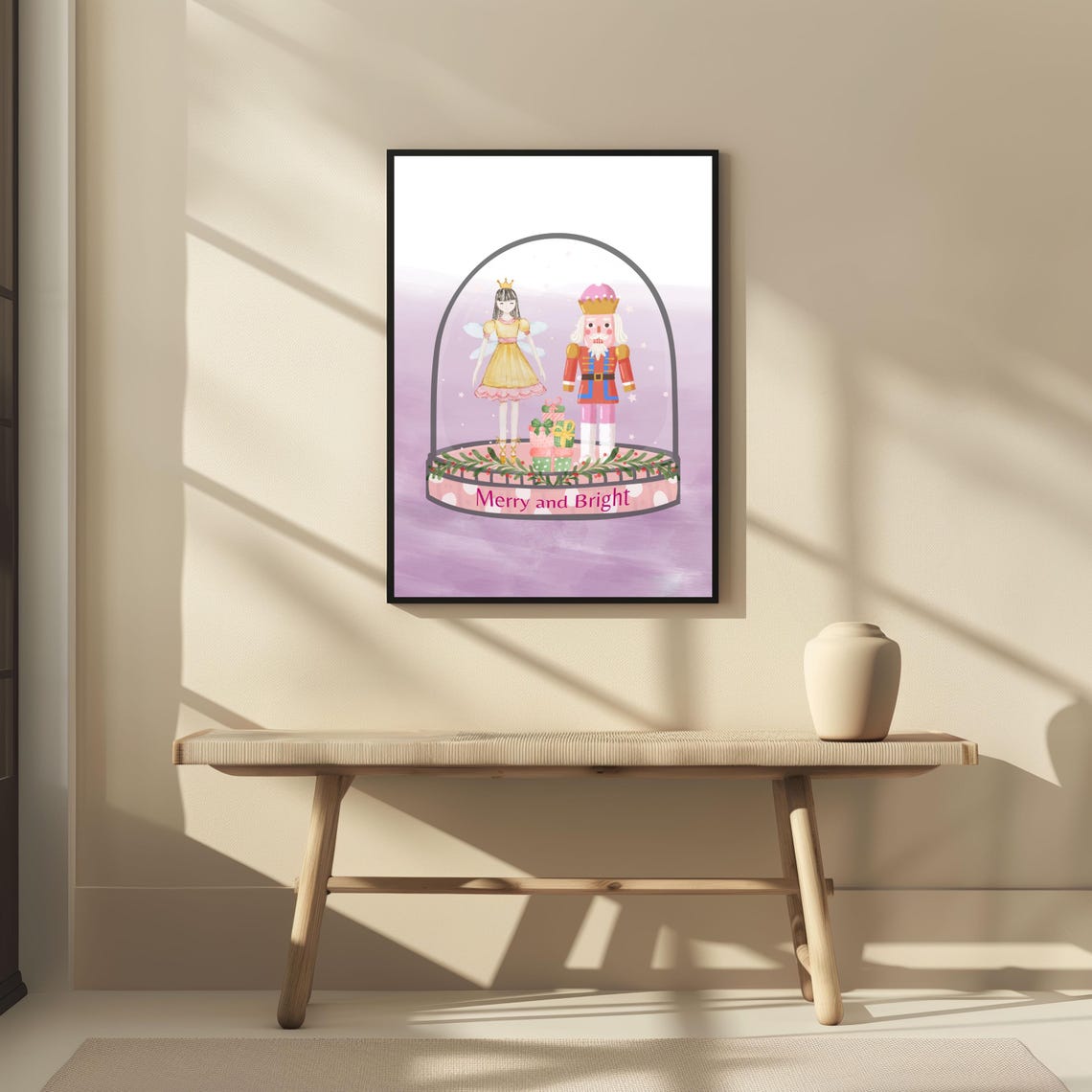 Merry And Bright Snow Globe Nutcracker Ballerina Christmas Poster - Image 2