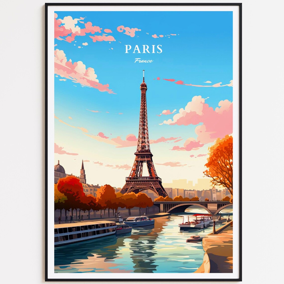 Paris Travel Poster, France Wall Art Art Print