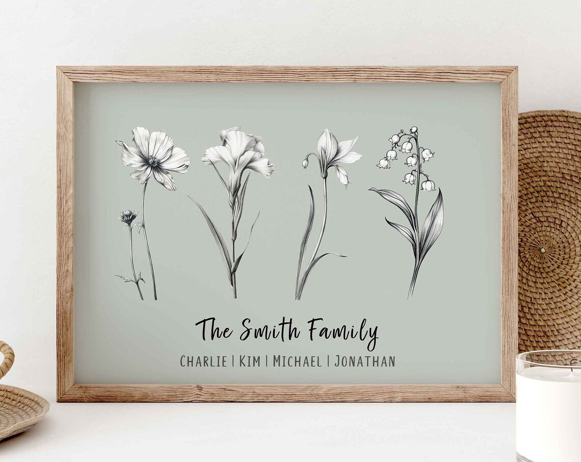 Custom Birth Flower Family Garden Personalised Gift