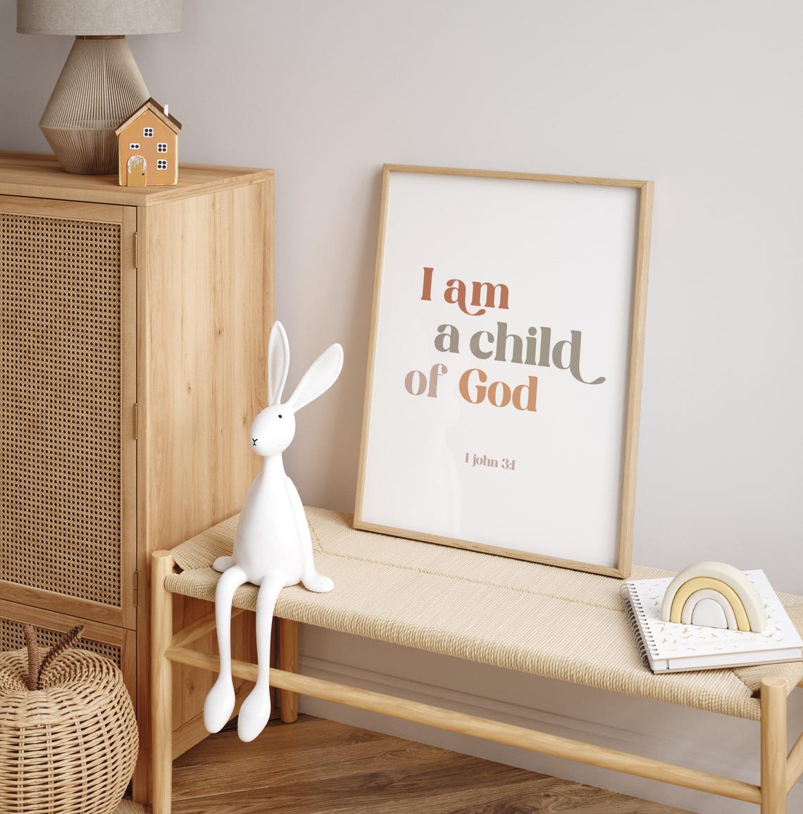 I Am a Child of God 1 John 3:1 Retro Earth Tone Christian Print - Image 2