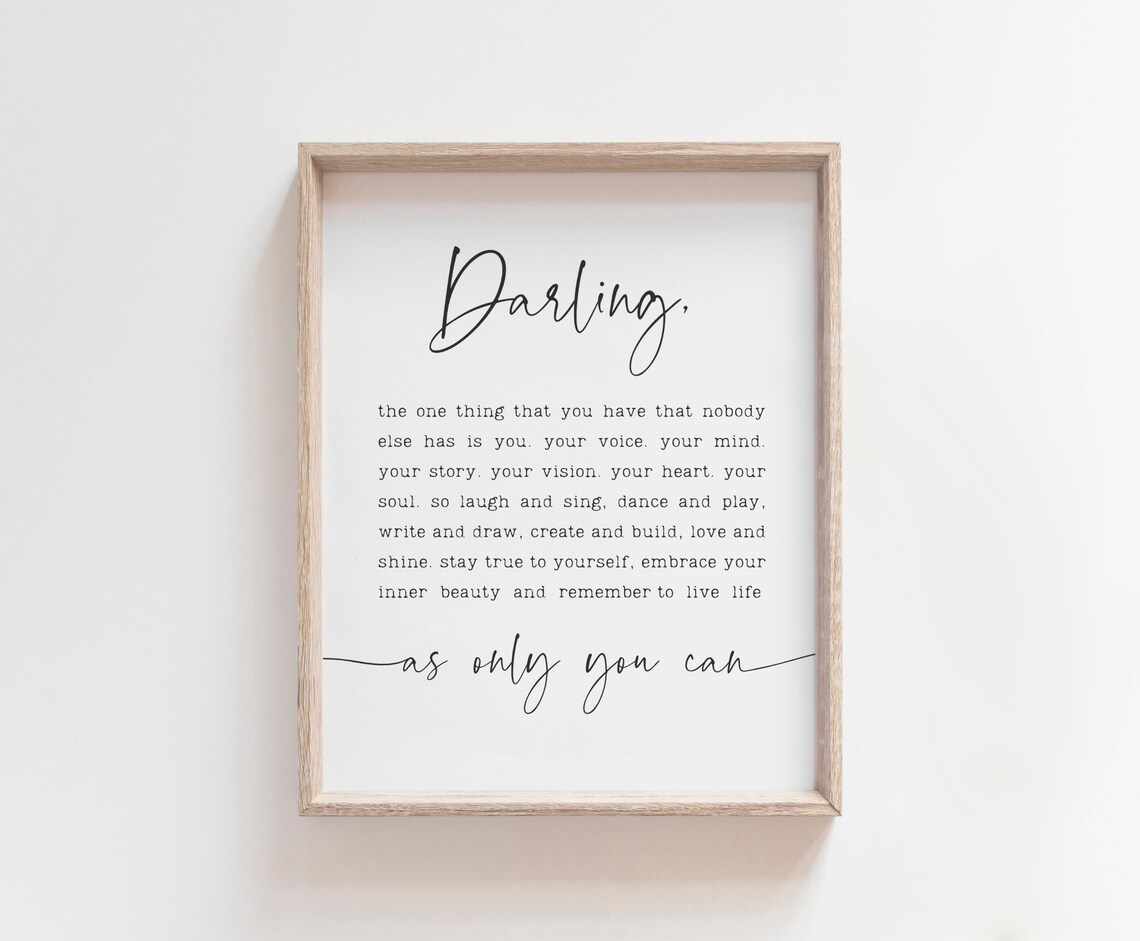 Darling As Only You Can Nursery Quote Girls Room Wall Poster