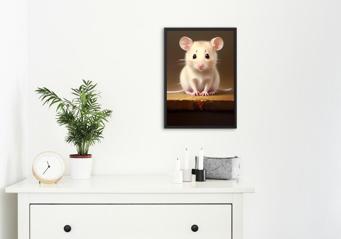 Baby Mouse Wall Art Home Decor Cute Animal Painting Living Room Art - Image 4