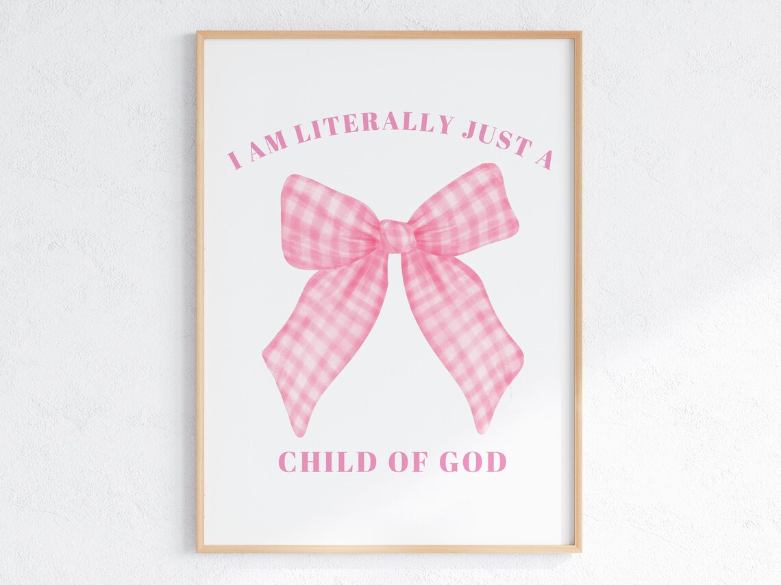 Child Of God Pink Gingham Bow Coquette Christian Faith Poster - Image 5