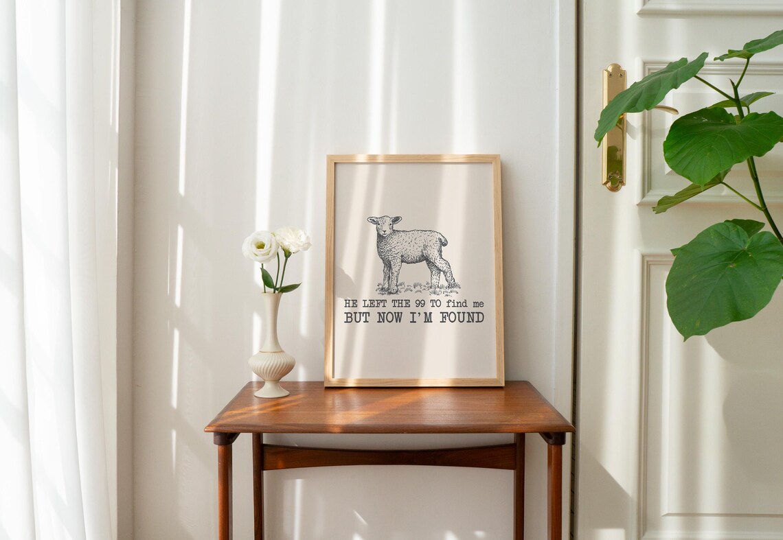 He Left The 99 Lamb Sketch But Now I Am Found Christian Poster - Image 3