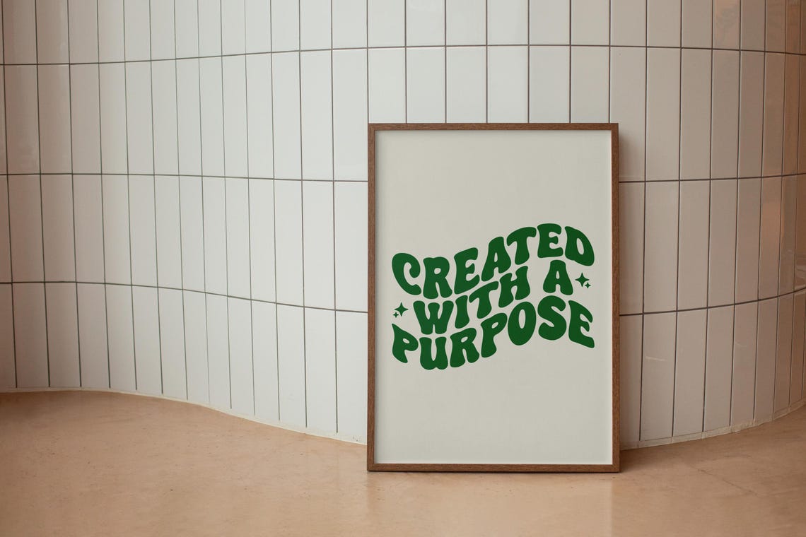 Created With A Purpose Print Retro Christian Wall Art Print Christian Poster Bible Verse Wall Decor Art - Image 2