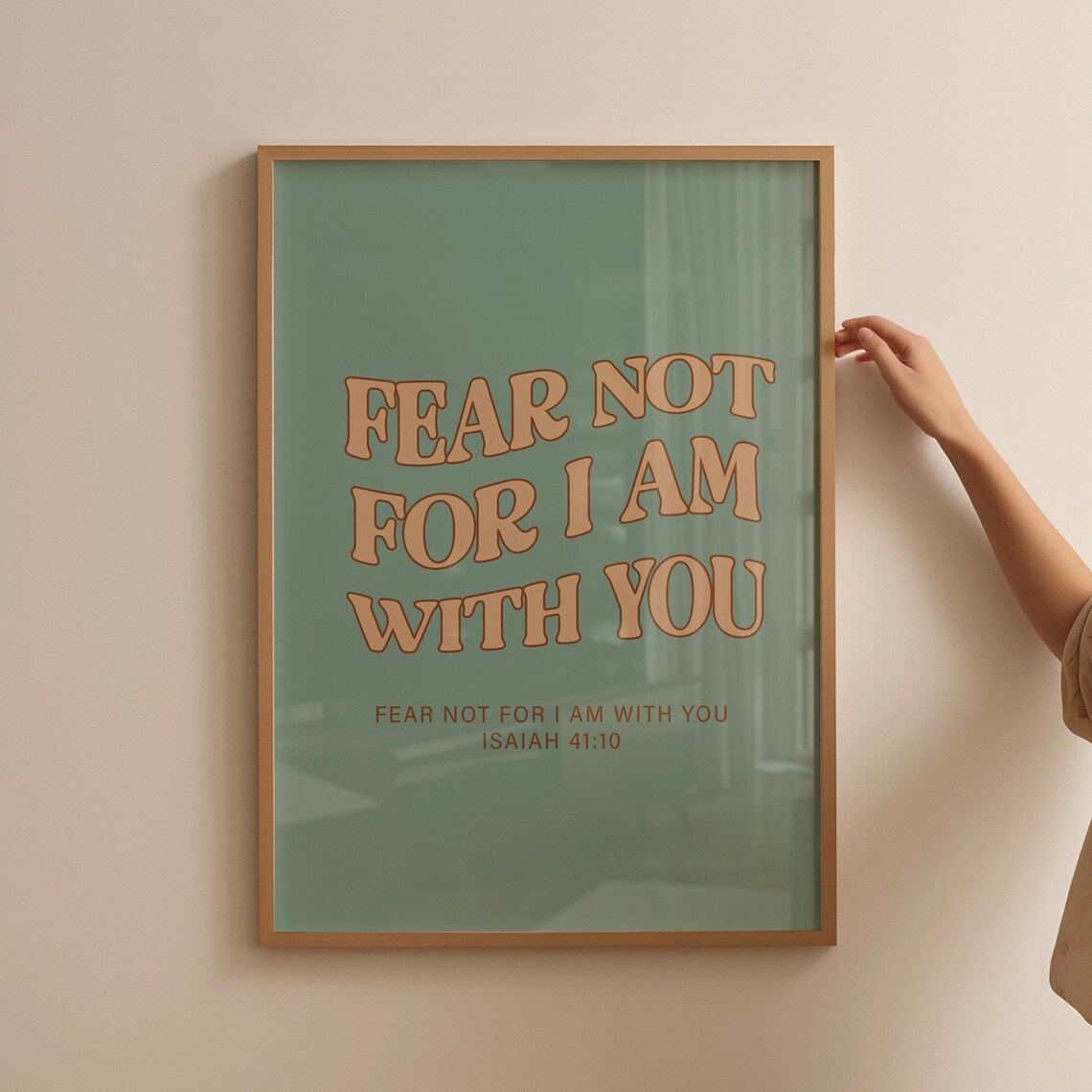 Isaiah 41:10 Fear Not For I Am With You Retro Groovy Scripture Poster - Image 4