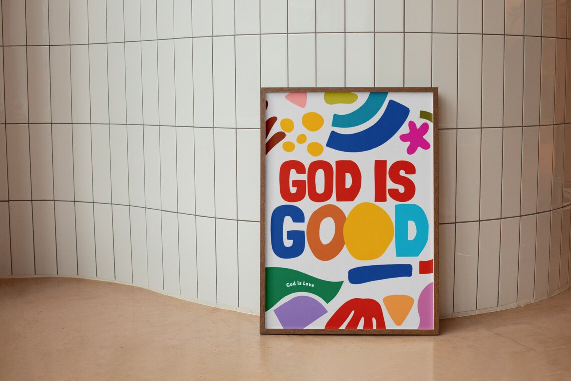 Retro Christian God Is Good Bible Verse Wall Art Print - Image 3