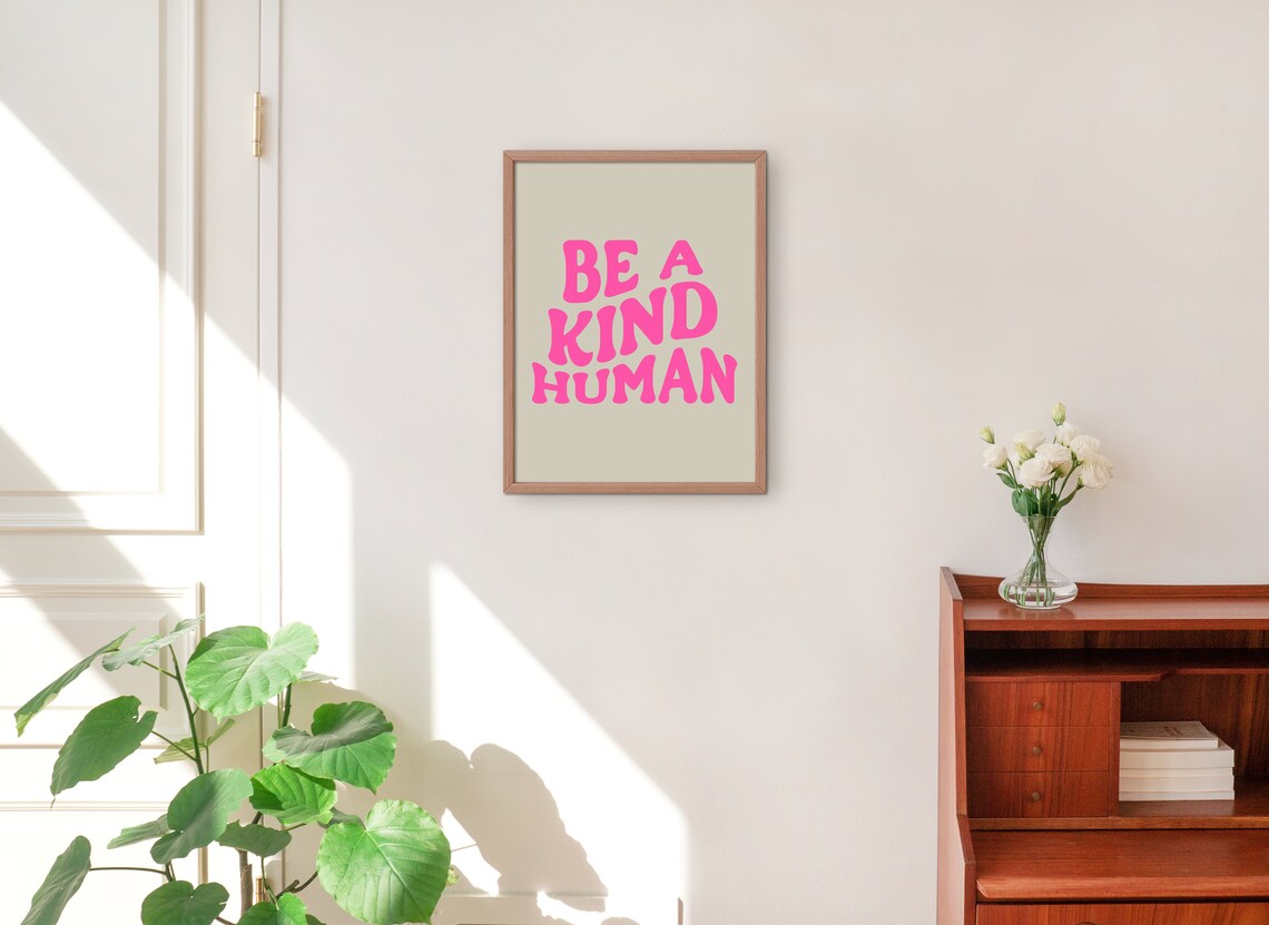 Be A Kind Human Retro Groovy Quote Poster - Image 4